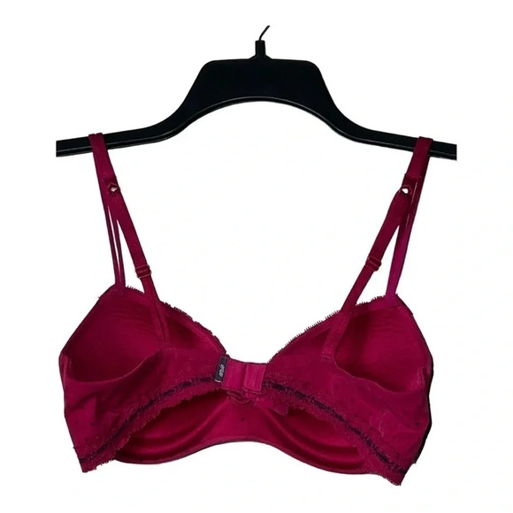 1438. AERIE JACKLYN PADDED BRA UNDERWIRE‎ POLKA DOTS PATTERN MAGENTA/NAVY BLUE - Picture 5 of 8